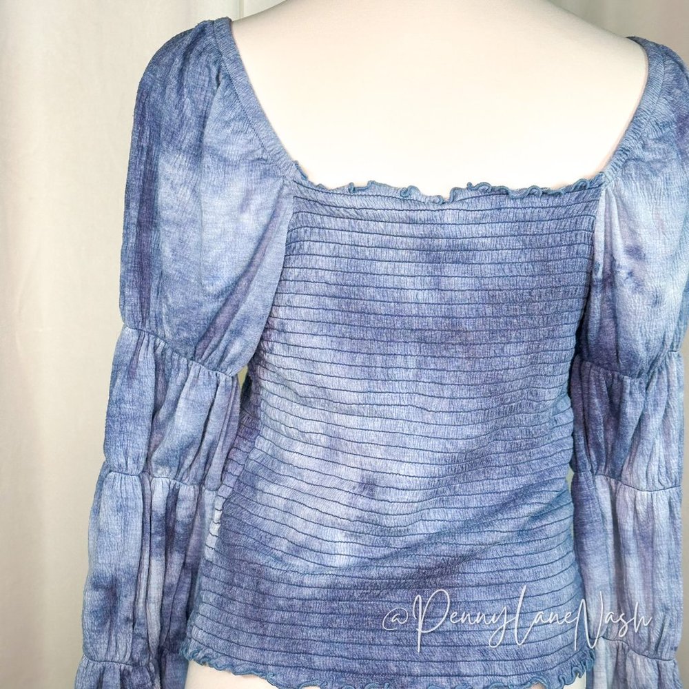 Rewash Blue Tie-Dyed Smocked Ruffle-Trimmed Top - Picture 10 of 10